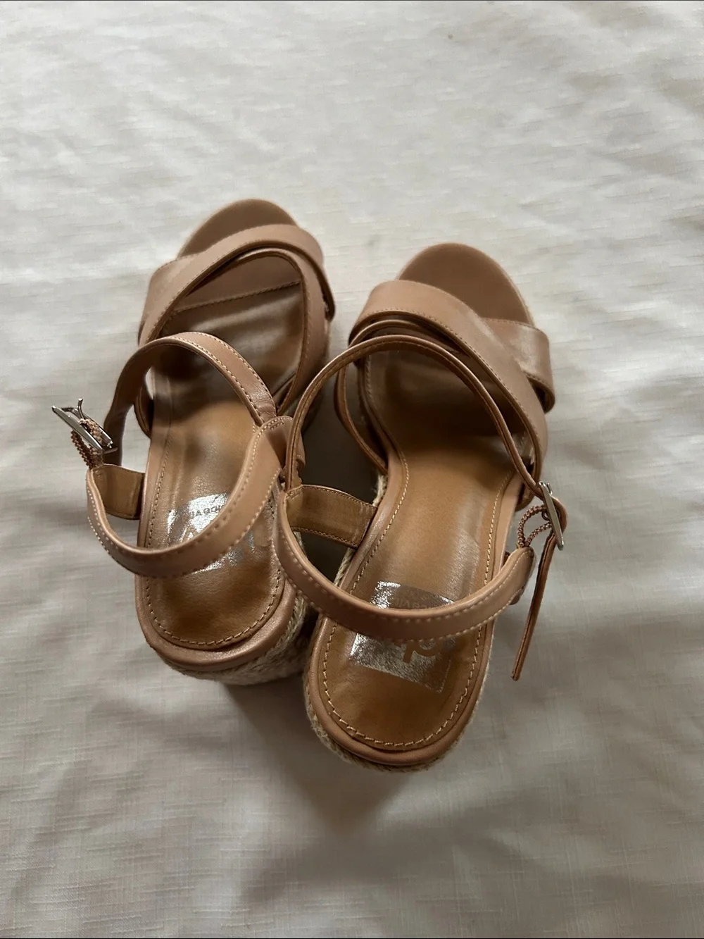 Dolce Vita Tan Cross-Strap Wedge Sandals
